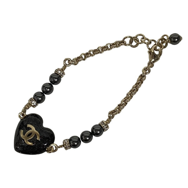 シャネル CHANEL ココハート ブレスレット ブラック×ゴールド メタル/ストラス レディース ブレスレット