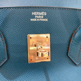 エルメス HERMES バーキン35 □Q刻(2013年) ブルーイズミール シルバー金具 エプソン レディース ハンドバッグ