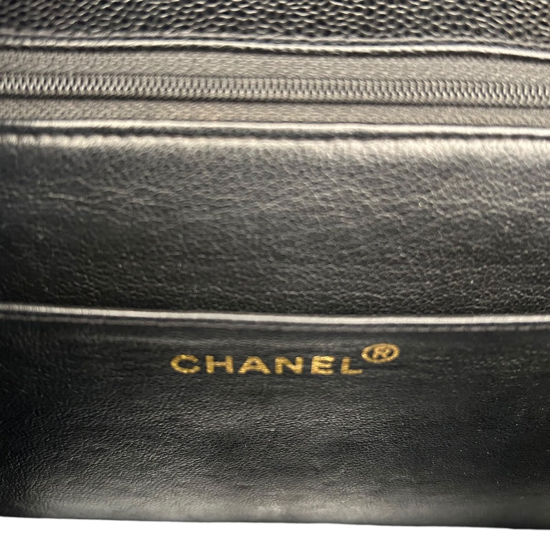 シャネル CHANEL バイアスステッチ チェーンショルダーバッグ ブラック ゴールド金具 キャビア レディース ショルダーバッグ