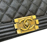 シャネル CHANEL ボーイシャネル チェーンショルダーバッグ25 A67086 20番台 ブラック ゴールド金具 キャビアスキン レディース