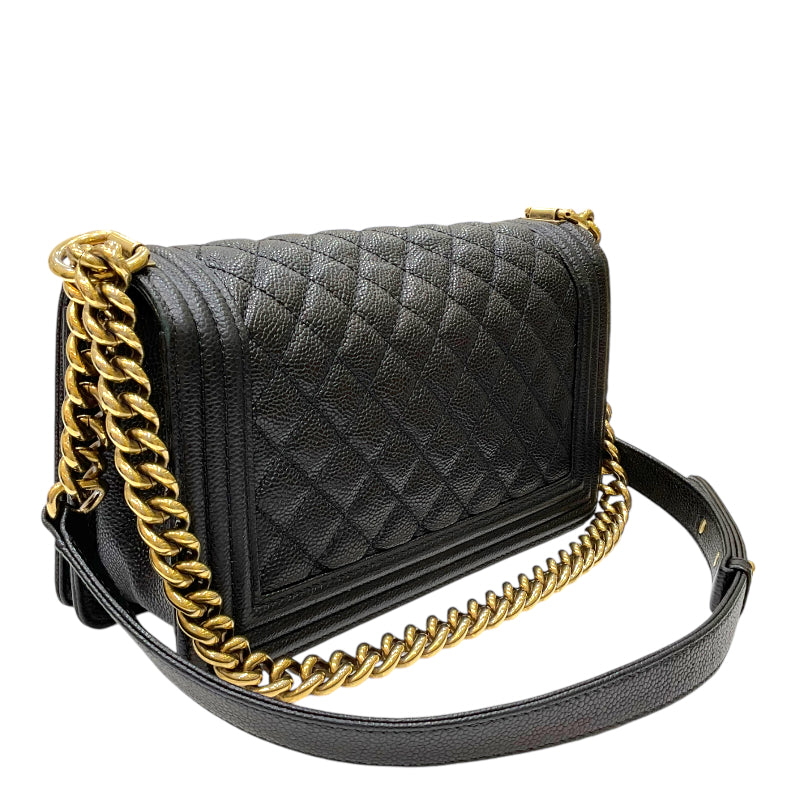 シャネル CHANEL ボーイシャネル チェーンショルダーバッグ25 A67086 20番台 ブラック ゴールド金具 キャビアスキン レディース