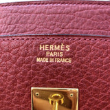 エルメス HERMES バーキン35 ▢E刻　（2001年製） ルージュガランス　ゴールド金具 フィヨルド レディース ハンドバッグ