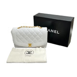 シャネル CHANEL ダイアナ チェーンショルダー 3番台 ホワイト×ゴールド金具 キャビアスキン レディース ショルダーバッグ