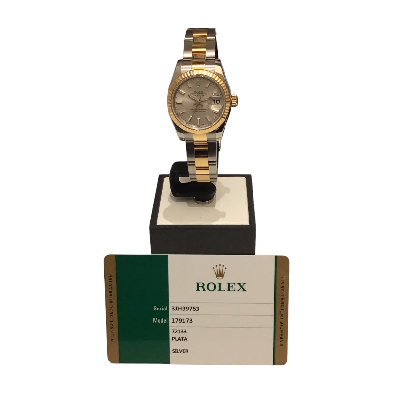 ロレックス ROLEX デイトジャスト26 179173 ホワイト K18イエローゴールド ステンレススチール レディース 腕時計