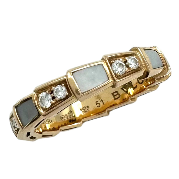 ブルガリ BVLGARI セルペンティ ヴァイパーリング 353212 #51(約11号) K18PG/ホワイトシェル ダイヤモンド ジュエリー