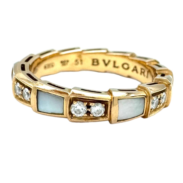 ブルガリ BVLGARI セルペンティ ヴァイパーリング 353212 #51(約11号) K18PG/ホワイトシェル ダイヤモンド ジュエリー
