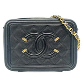 シャネル CHANEL CCフィグリー ミニバニティ A84452 ブラック ゴールド金具 キャビア レディース ショルダーバッグ