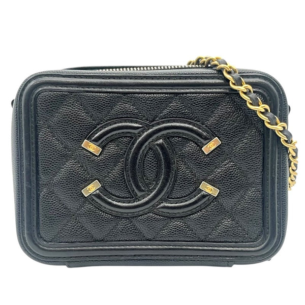 シャネル CHANEL CCフィグリー ミニバニティ A84452 ブラック ゴールド金具 キャビア レディース ショルダーバッグ