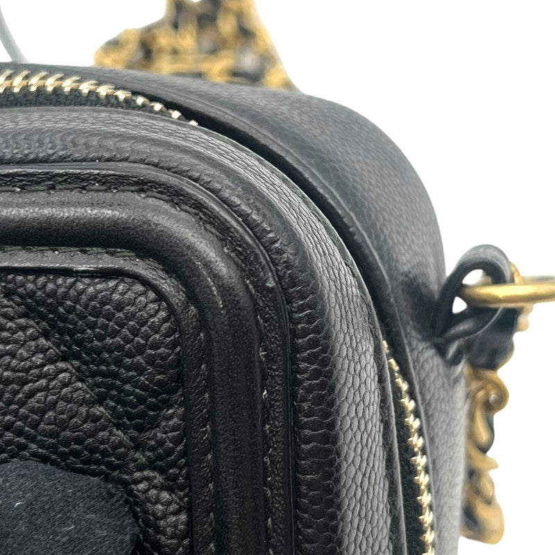 シャネル CHANEL CCフィグリー ミニバニティ A84452 ブラック ゴールド金具 キャビア レディース ショルダーバッグ