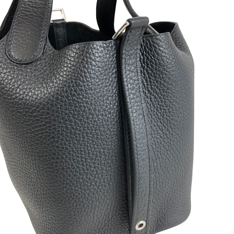 エルメス HERMES ピコタンロックPM Ｗ刻印 ブラック シルバー金具  トリヨンクレマンス レディース ハンドバッグ