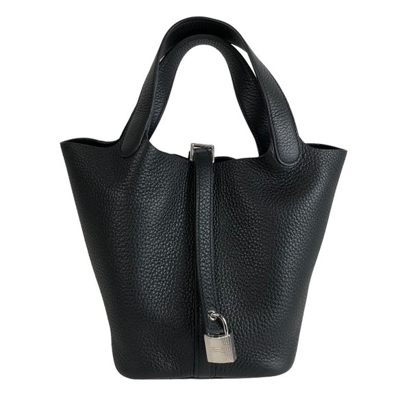 エルメス HERMES ピコタンロックPM Ｗ刻印 ブラック シルバー金具  トリヨンクレマンス レディース ハンドバッグ