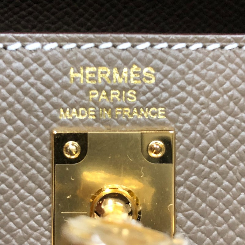 エルメス HERMES ケリー25 外縫い W刻 エトゥープ ゴールド金具 エプソン レディース ハンドバッグ