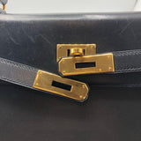 エルメス HERMES ケリー32　内縫い □B刻 ブラック×GD金具 ボックスカーフ レディース ショルダーバッグ