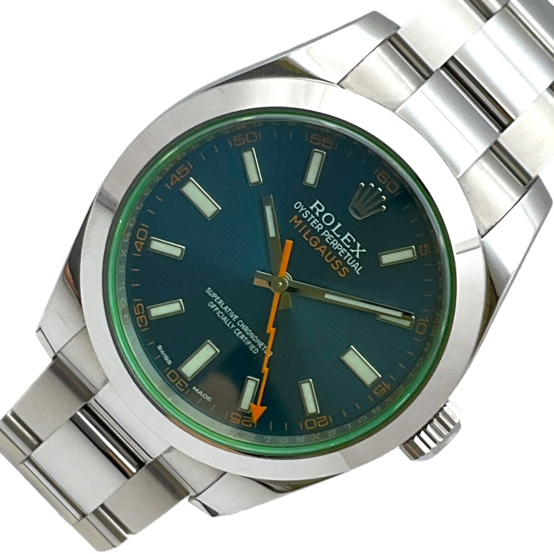 ロレックス ROLEX ミルガウス 116400GV ブルー SS レディース 腕時計