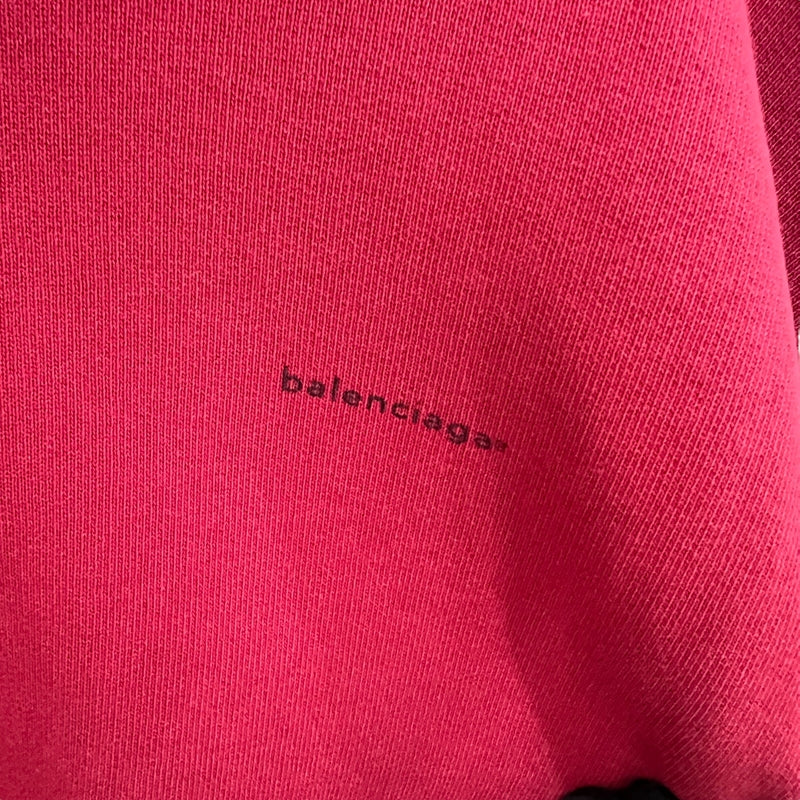 バレンシアガ BALENCIAGA ワンポイント ロゴスウェットシャツ L レッド コットン メンズ スウェット