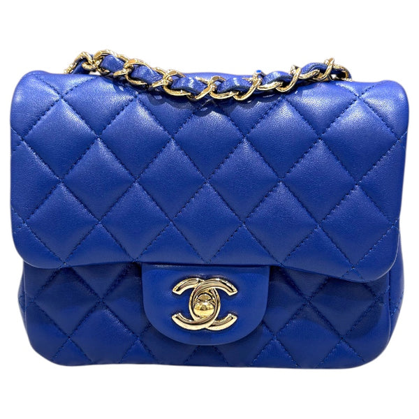 シャネル CHANEL ミニマトラッセ18 A35200 ブルー ゴールド金具 ラム レディース ショルダーバッグ