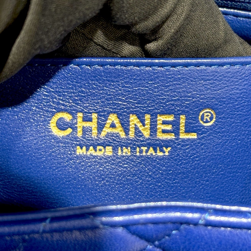 シャネル CHANEL ミニマトラッセ18 A35200 ブルー ゴールド金具 ラム レディース ショルダーバッグ