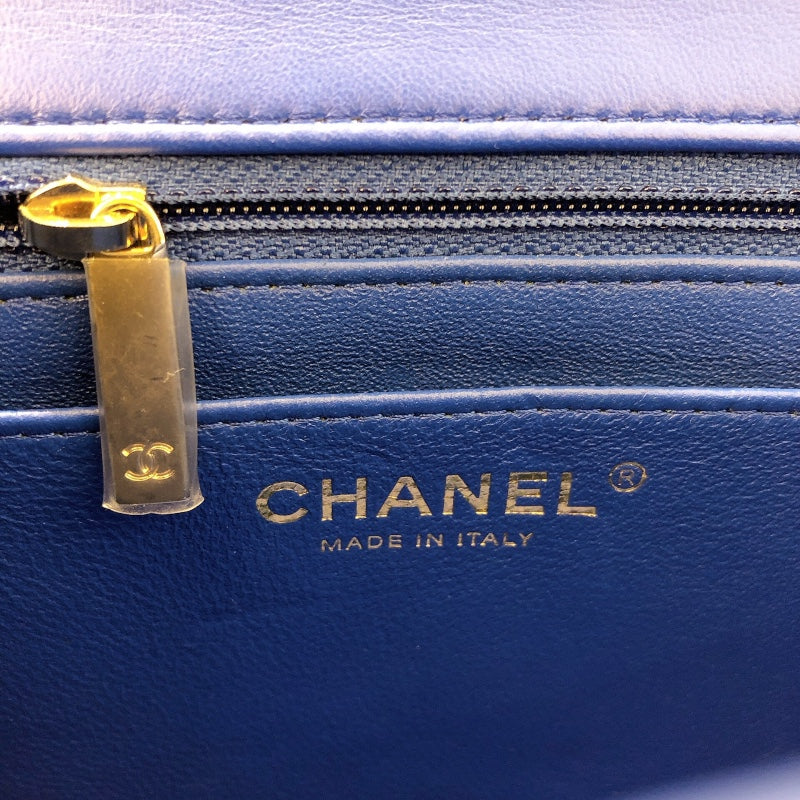 シャネル CHANEL ミニマトラッセ18 A35200 31番台 ブルー/ゴールド金具 ラムスキン レディース ショルダーバッグ