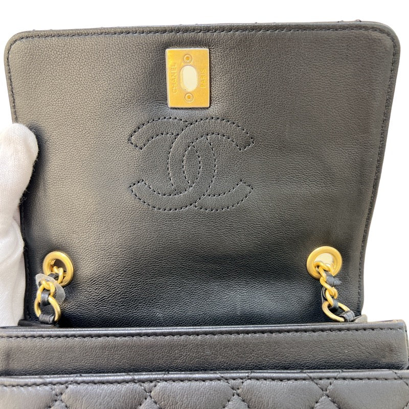 シャネル CHANEL カメリア チェーンショルダー ブラック ゴールド金具 ラムスキン レディース ショルダーバッグ |  中古ブランドリユースショップ OKURA(おお蔵)