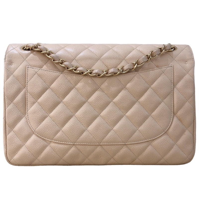 シャネル CHANEL デカマトラッセ 30 A58600 ベージュ　ゴールド金具 キャビアスキン レディース ショルダーバッグ