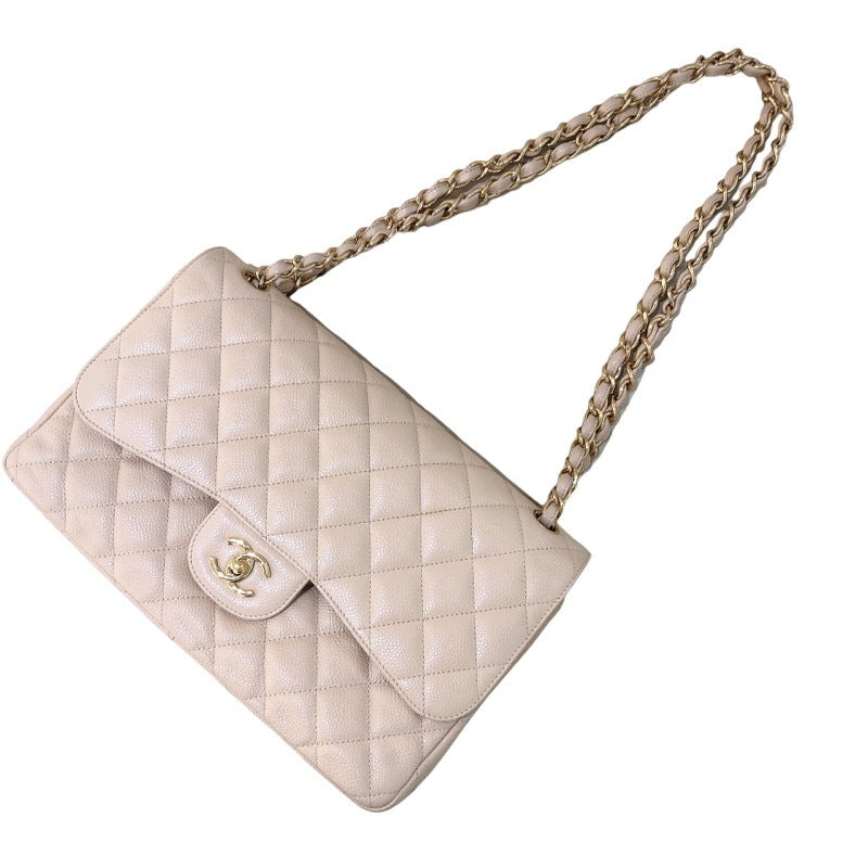 シャネル CHANEL デカマトラッセ 30 A58600 ベージュ　ゴールド金具 キャビアスキン レディース ショルダーバッグ