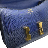 エルメス HERMES マイクロコンスタンスミニミニ 〇V刻 ブルーサフィール　ゴールド金具 リザード レディース ショルダーバッグ