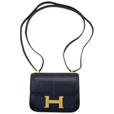 エルメス HERMES マイクロコンスタンスミニミニ 〇V刻 ブルーサフィール　ゴールド金具 リザード レディース ショルダーバッグ