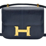 エルメス HERMES マイクロコンスタンスミニミニ 〇V刻 ブルーサフィール　ゴールド金具 リザード レディース ショルダーバッグ