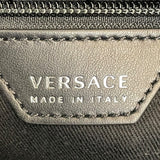 ヴェルサーチ VERSACE ロゴトート ホワイト×ブラック キャンパス×レザー ユニセックス トートバッグ