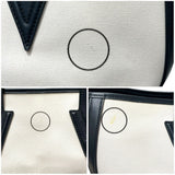 ヴェルサーチ VERSACE ロゴトート ホワイト×ブラック キャンパス×レザー ユニセックス トートバッグ