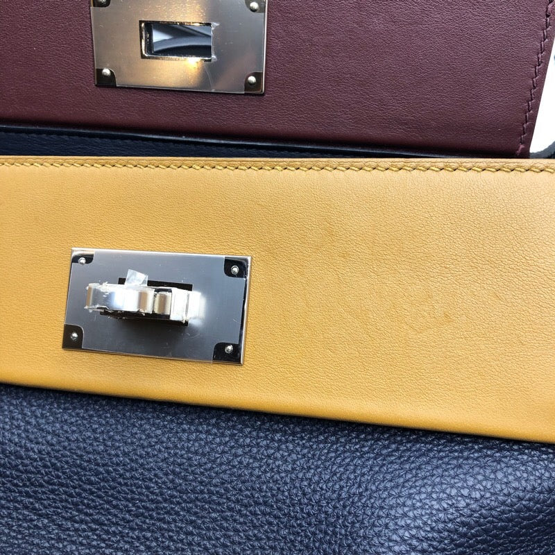 エルメス HERMES ヴァンキャトル29 Y刻 ブルーニュイ✖ブロンズドレ✖ルージュアッシュ×シルバー金具 トゴ ユニセックス ハンドバッグ