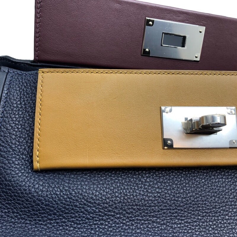 エルメス HERMES ヴァンキャトル29 Y刻 ブルーニュイ✖ブロンズドレ✖ルージュアッシュ×シルバー金具 トゴ ユニセックス ハンドバッグ