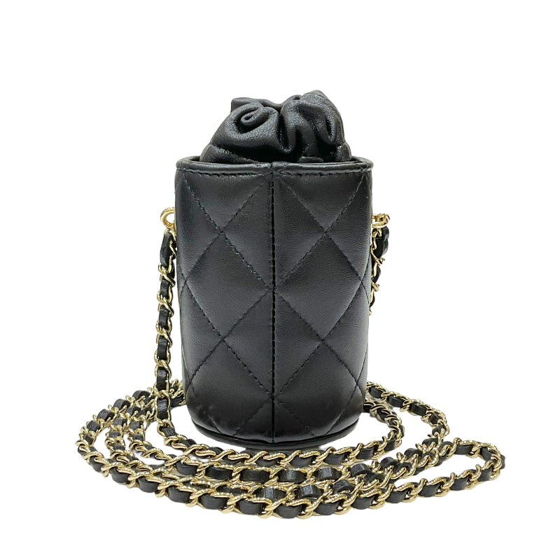 シャネル CHANEL マトラッセ ミニバケット 31番台 ブラック ゴールド金具 ラムスキン レディース ショルダーバッグ