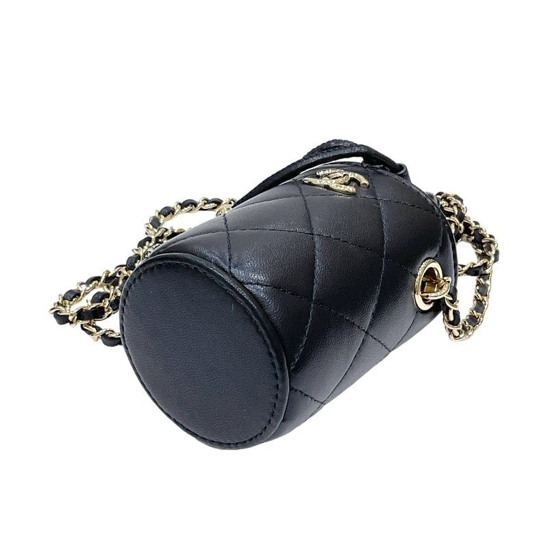 シャネル CHANEL マトラッセ ミニバケット 31番台 ブラック ゴールド金具 ラムスキン レディース ショルダーバッグ