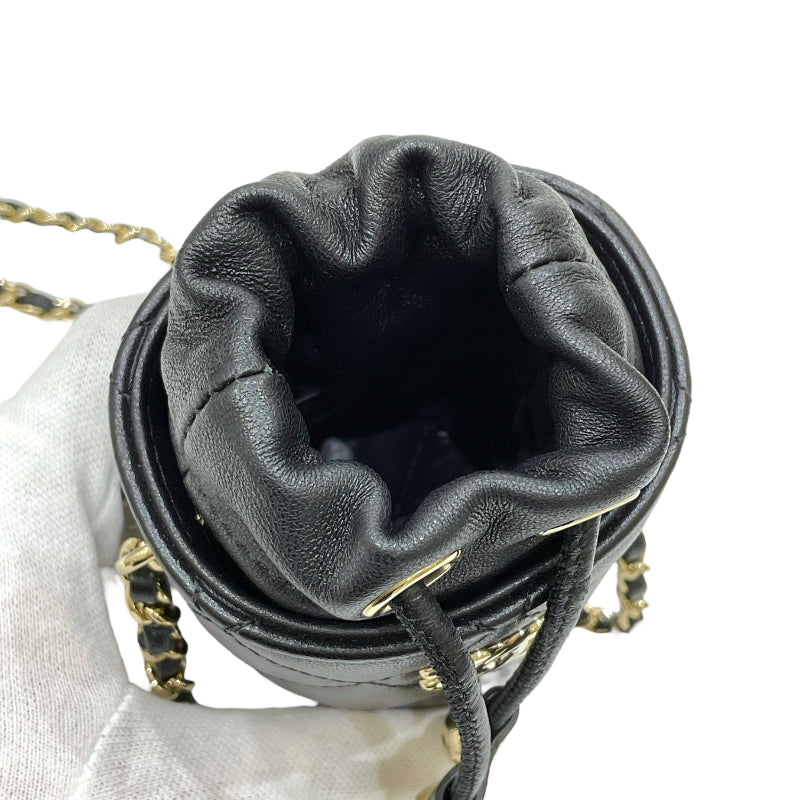 シャネル CHANEL マトラッセ ミニバケット 31番台 ブラック ゴールド金具 ラムスキン レディース ショルダーバッグ