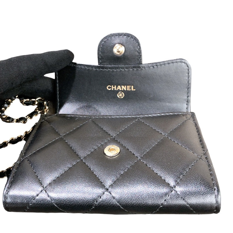 シャネル CHANEL チェーンウォレット ブラック/GD金具 ラムスキン レディース ショルダーバッグ