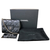 シャネル CHANEL チェーンウォレット ブラック/GD金具 ラムスキン レディース ショルダーバッグ