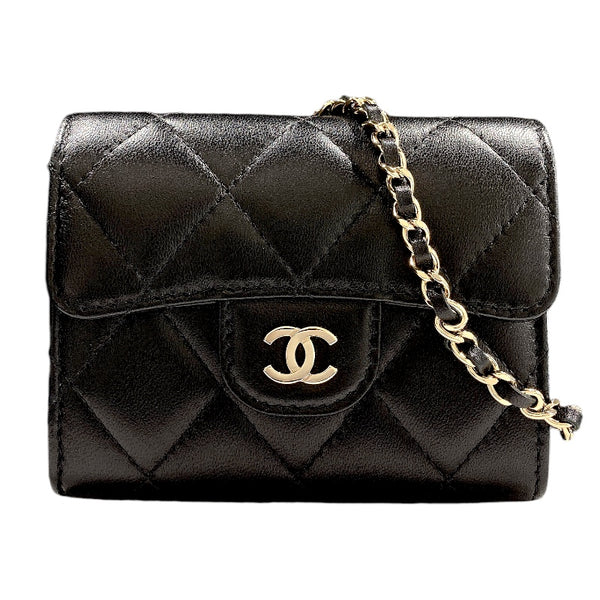 シャネル CHANEL チェーンウォレット ブラック/GD金具 ラムスキン レディース ショルダーバッグ