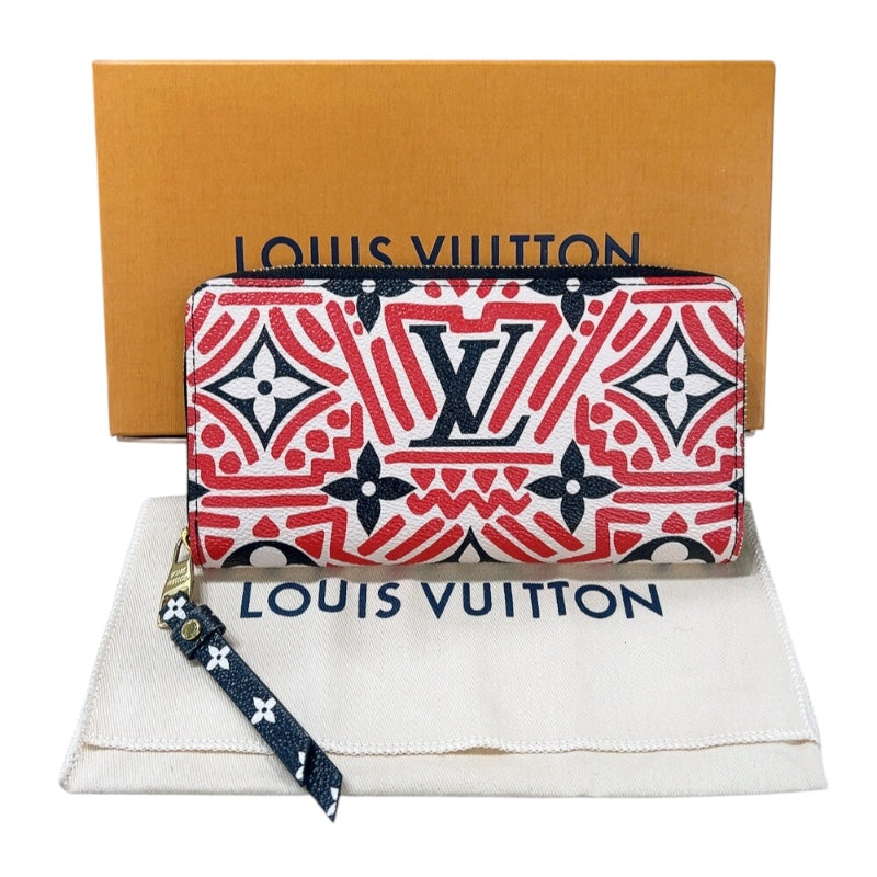 ルイ・ヴィトン LOUIS VUITTON LVクラフティ　ジッピー・ウォレット M69436 クレームルージュ　ゴールド金具 PVC ユニセックス 長財布