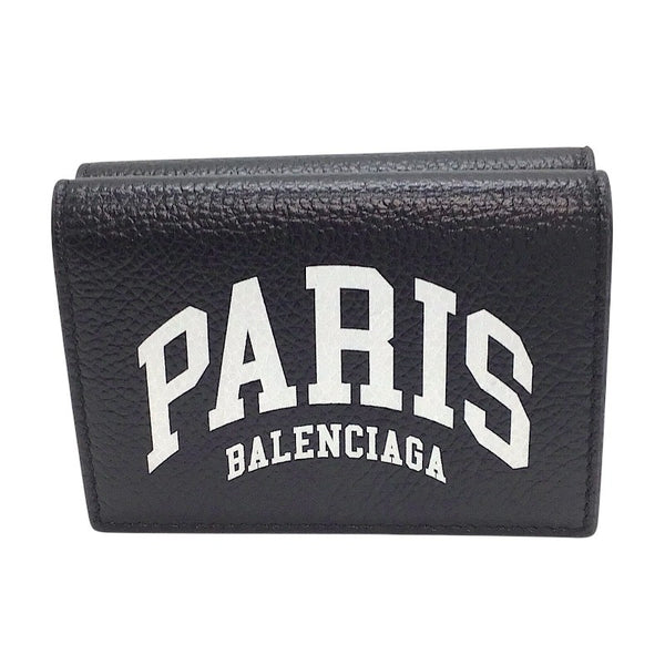 バレンシアガ BALENCIAGA キャッシュミニウォレット 594312 ブラック×SV金具 レザー レディース 三つ折り財布