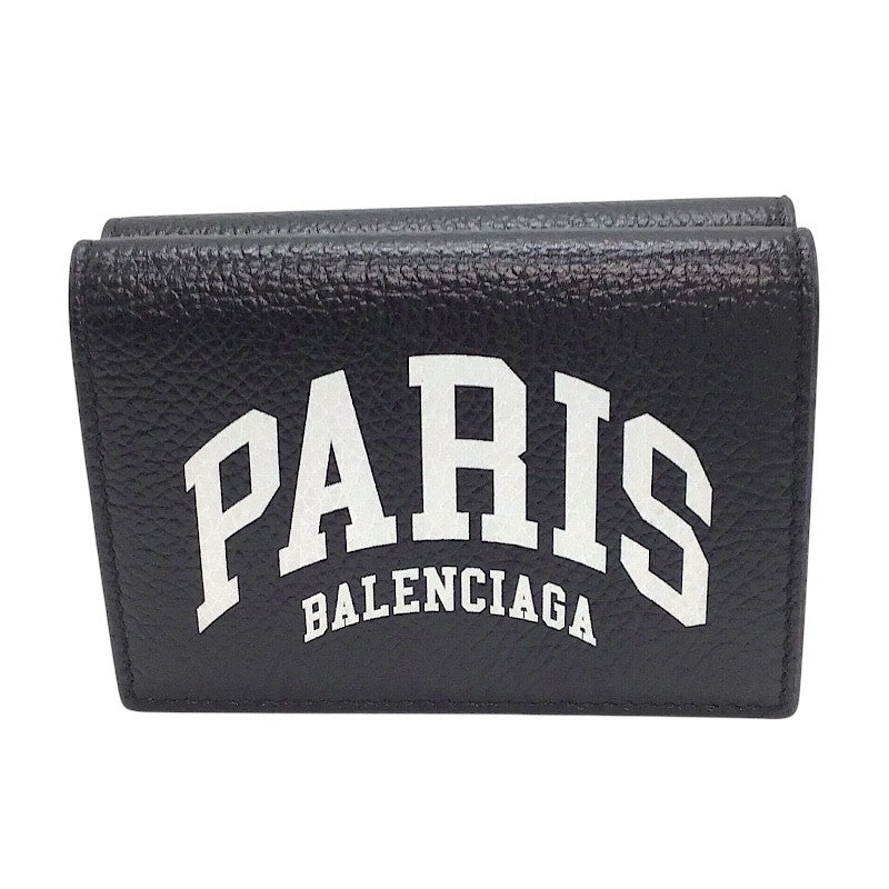 バレンシアガ BALENCIAGA キャッシュミニウォレット 594312 ブラック×SV金具 レザー レディース 三つ折り財布