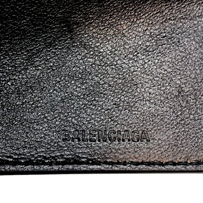バレンシアガ BALENCIAGA キャッシュミニウォレット 594312 ブラック×SV金具 レザー レディース 三つ折り財布