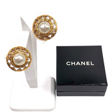 シャネル CHANEL ココマーク サークルイヤリング ゴールド×ホワイト メタル/パール アクセサリー