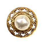 シャネル CHANEL ココマーク サークルイヤリング ゴールド×ホワイト メタル/パール アクセサリー