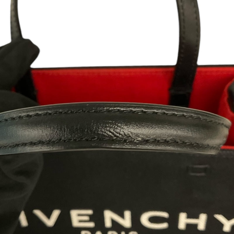 ジバンシィ GIVENCHY Gトートミニハンドバッグ ブラック/ゴールド金具 キャンバス レディース ショルダーバッグ