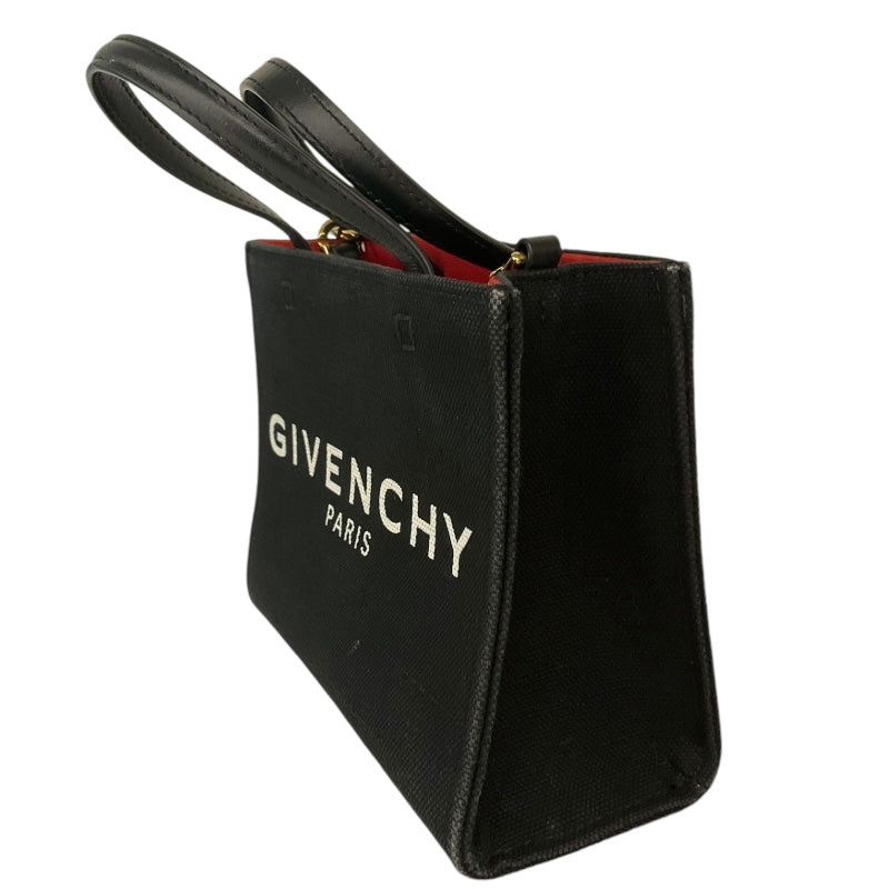 ジバンシィ GIVENCHY Gトートミニハンドバッグ ブラック/ゴールド金具 キャンバス レディース ショルダーバッグ