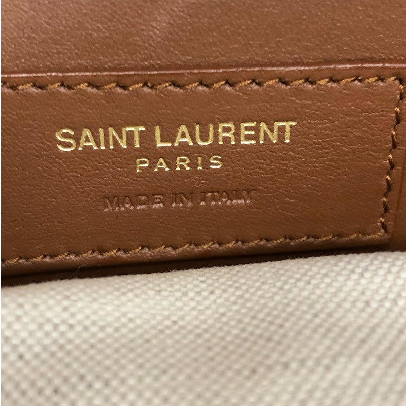 サンローラン SAINT LAURENT ダウンタウン ベイビー 635346 アイボリー×ブラウン キャンバス レディース ハンドバッグ