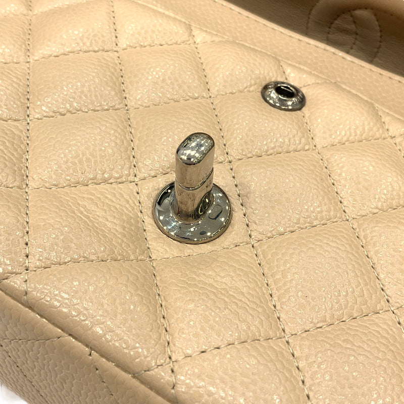 シャネル CHANEL マトラッセ25 チェーンショルダーバッグ A01112 14番台 ベージュ シルバー金具 キャビアスキン レディース ショルダーバッグ