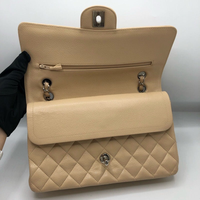 シャネル CHANEL マトラッセ25 A01112 14番台 ベージュ シルバー金具 キャビアスキン レディース ショルダーバッグ