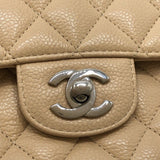 シャネル CHANEL マトラッセ25 A01112 14番台 ベージュ シルバー金具 キャビアスキン レディース ショルダーバッグ